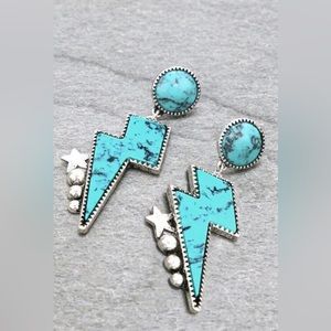 Lighting Bolt Turquoise Mini Stud Dangle Earrings